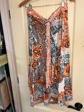 JohnPaulRichard Orange, Teal & White Printed Maxi Skirt